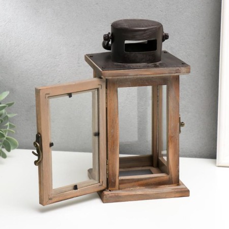 Climber Wood for 1 candle "Lantern" brown 23x11.5x11.5 cm-2