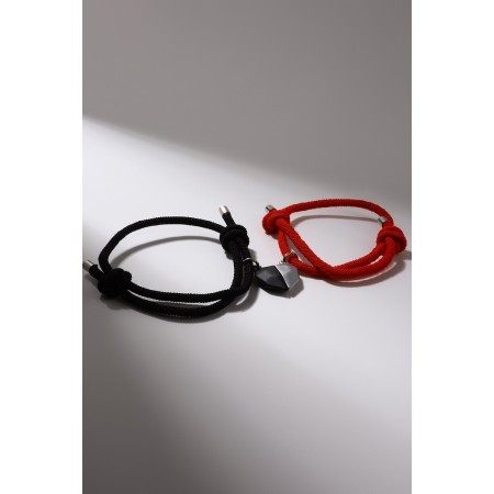 Bracelets "Demetrons" on the magnet, halves of the heart, black-red color, 7 cm-2