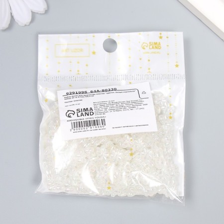 Beads for creativity plastic "Flower. White mother -of -pearl" set 20 grams 0.7x0.7x0.4 cm-2