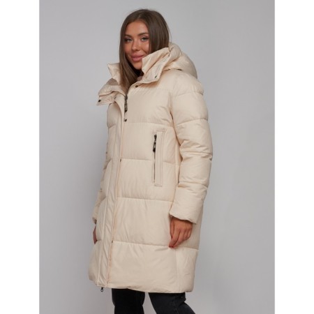 Coat insulated winter female, size 42, beige color-9