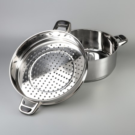 Altyn Mantock, 7 L, D = 30 cm, 3 sections, with a heat distribution layer, glass cover, induction-2