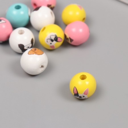 Beads for creativity wood "dogs" set 10 pcs 1.6x1.6x1.6 cm-1