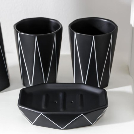 Loko's bathroom set, 4 items (a 280 ml soap dispenser, soap dish, 2 cups 250 ml), black color is black-1