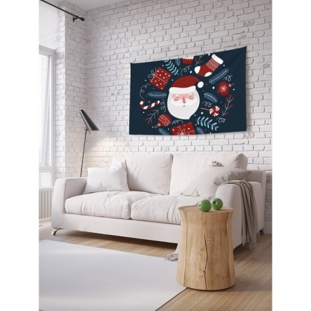 Decorative panel with photo printing "Happy Santa Claus", horizontal, size 100x150 cm