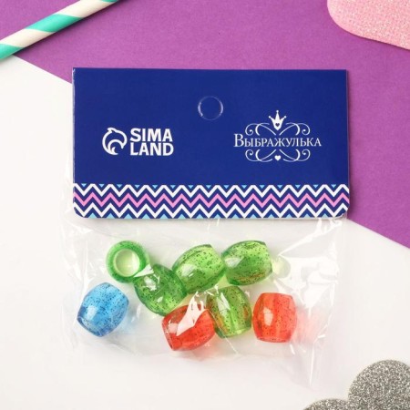 Hair cuffs "Nicky" (set 8 pcs +/- 3 pcs) Disco shine, 1.5x1.5 cm, mix-1