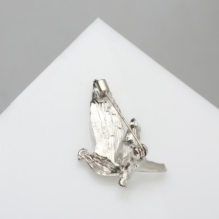 Brooch "Bird" dove of the world, color silver-2