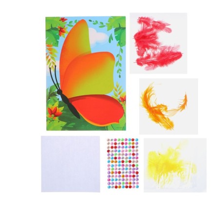 Application with feathers "Beautiful butterfly" 14.8x21 cm-2