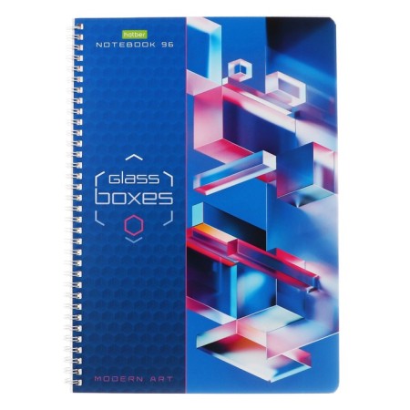 A4 notebook, 96 sheets in a cage on the crest GlassBoxes, cover Cover Cardboard, Block 55g/M2, 4v Mix-4