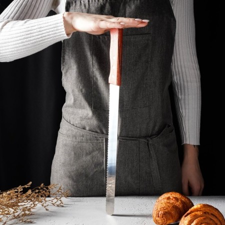 Biscuit knife large teeth, working surface 30 cm, wooden handle-4