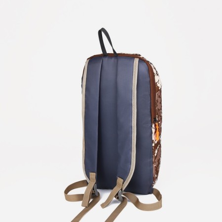 A backpack with a zipper, brown color/pixels-3