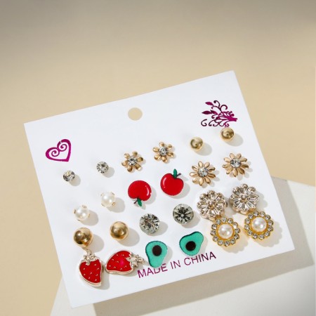 Pusets 12 pairs "Yummy" and flowers, colored in gold-1