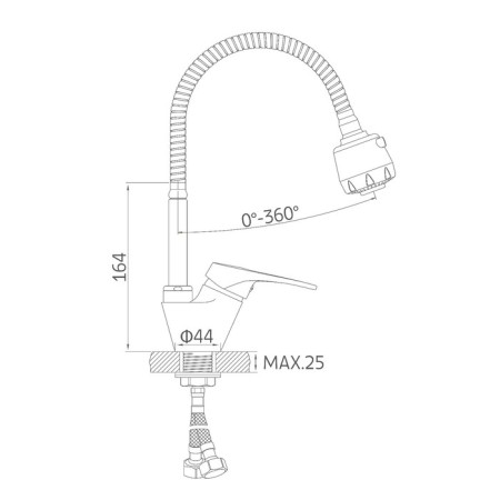 ACCOONA A84850 kitchen mixer, single -leaf, flexible surge, silumin, chrome-5