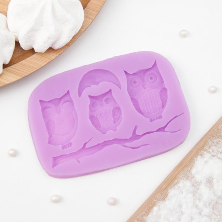 Mold Dolyana "Owls", silicone, 10 × 7 × 1.1 cm, color mix-5