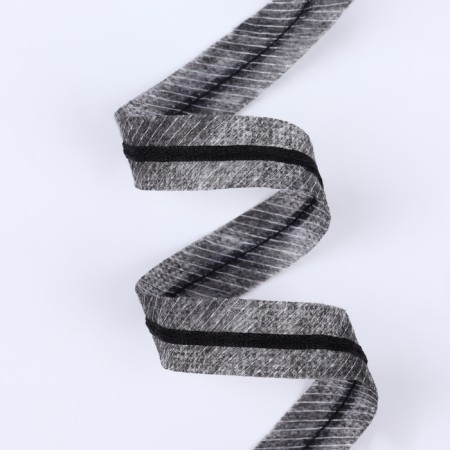 Bloss ribbon with a cassation, 15 mm × 10 m, color gray color-1