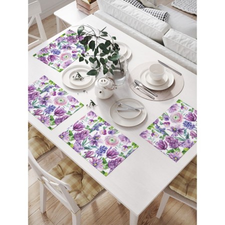 A set of napkins for setting the Flower Art Table, rectangular, size 32x46 cm, 4 pcs