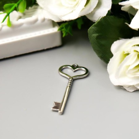 Decor for creativity Metal "Key-heart" silver 4.4x1.9 cm-1