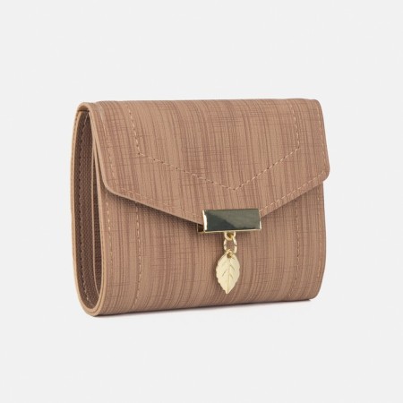 Women's wallet on the button, beige color