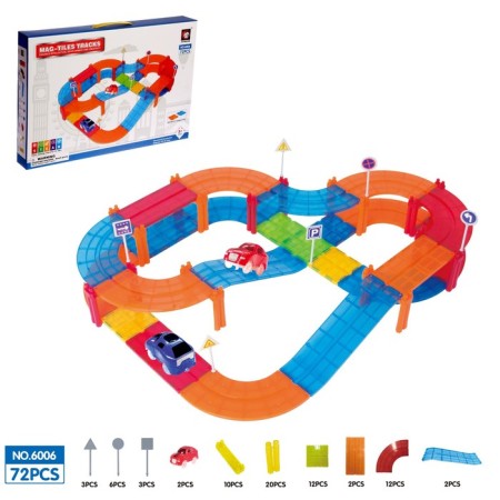 Magnetic designer "Magic track", the machine drives from batteries, 72 parts