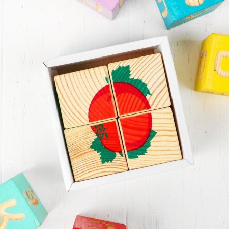 Wooden cubes "Vegetables" 4 elements, volume-4