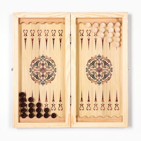 Wooden backgammon with checkers "Marketri-21", board game, 40 x 40 cm-2