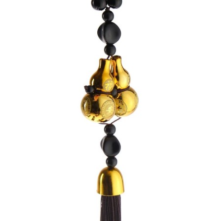 Decoration on the mirror, for good luck on the road, wood, dark cherry-2