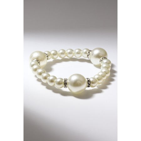 Bracelet Pearl "Bride" with rhinestones, ball No. 8,16, milk color, d = 5.5 cm-1