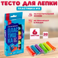 Тесто для лепки «Пластишка», неоновое, 6 цв. по 30 гр
