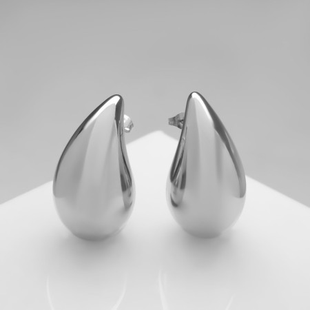 Earrings Metal "drop", color silver