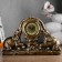 Two elephant watch clock, 30 x 20 x 7 cm, d-6.5 cm, gold