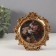 Polystone photo frame 10x10 cm "lush leaves" dark gold round 15.5x15.9 cm