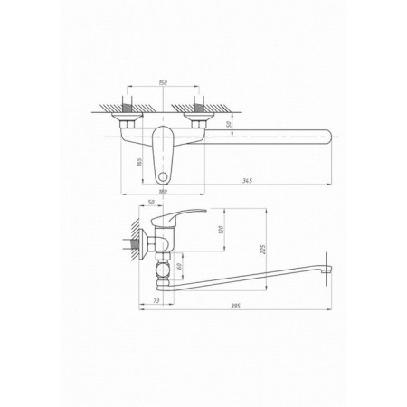 FAUZT FZS-614-125 bath mixer, single-leaf, pour 340 mm, watering can, chrome-3