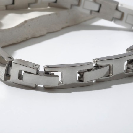 Bracelet Ceramics "Rhythm", white color in silver, 20.5 cm-1