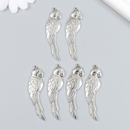 Decor for creativity Metal "Parrot" set 6 pcs silver 1.6x5.5 cm-2