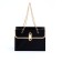 Packet for flowers, handle chain, "black", with gold embossing, 15 x 10.5 x 10 cm