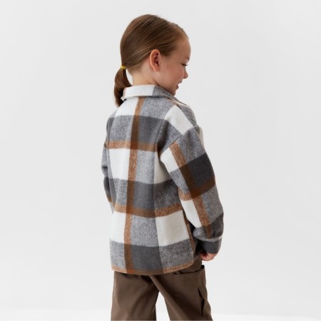 Children's shirt kaftan insulated, gray-beige color, size 30 (98-104 cm)-8