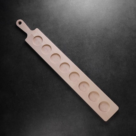 Board for serving with a pen, 8 shots, 51x7x0.8 cm, d = 4 cm, birch-2