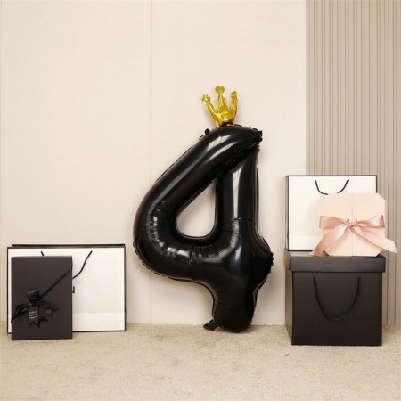 Foil ball 40 "" Number 4 with the crown ", the color is black-2