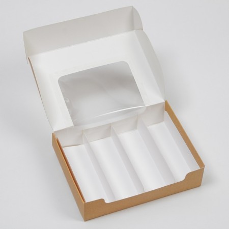 Box for eclairs, confectionery packaging, 4 inserts, “Made with love”, 20 x 15 x 5 cm-2