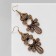 Earrings "openwork" leaves, black color in black gold, 7.5 cm