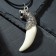 Unisex pendant "Tiger Fang", white color in black silver on a black lace, 40 cm