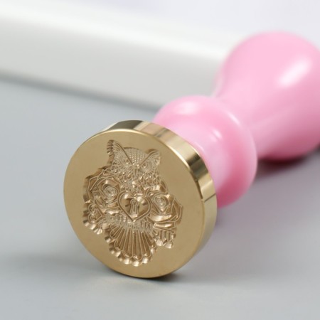 Printing for waxing with a plastic handle "Filin in heart roses" 2.5x2.5 cm-3