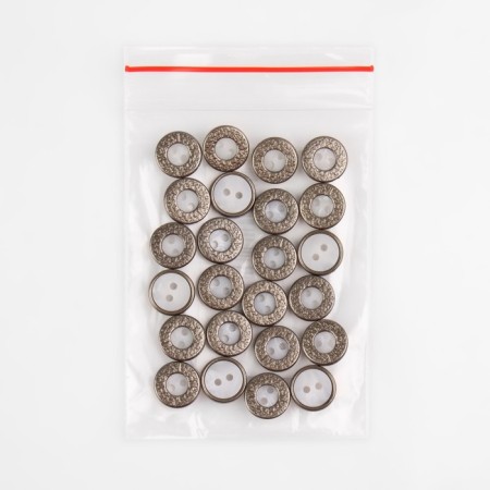 Decorative button, 2 punctures, d = 11 mm, white/silver color-3