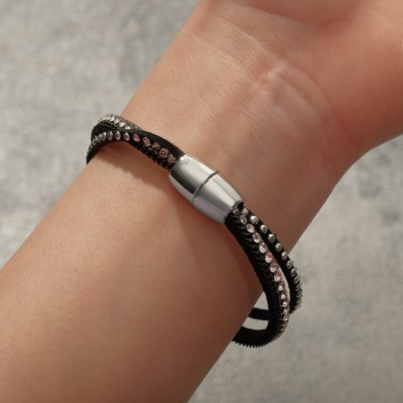 Bracelet Skin "Shambhala", black color in silver, l = 17 cm-4