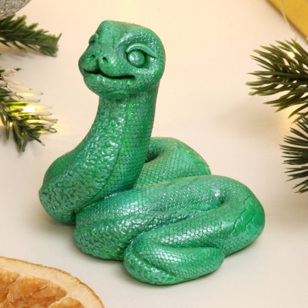Figure "Snake Dasha" green metallic, 5x6x4cm
