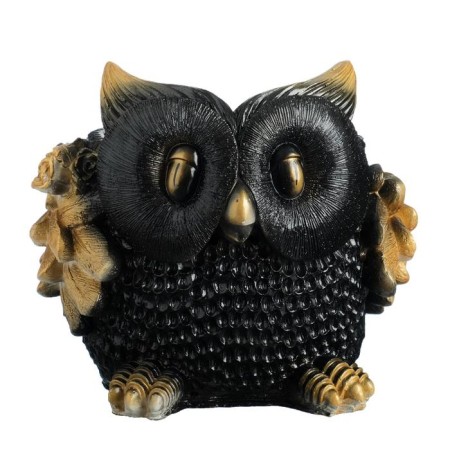 Figure pot "Owl" black with gold, 28x26cm-5