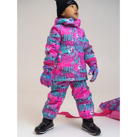 Winter kit for girls: jacket and semi -combineson, height 104 cm-3
