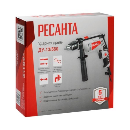 Drive Drill "Resanta" DU-13/580, 580 W, STP 1.5-13 mm, 3000 rpm, reverse-5