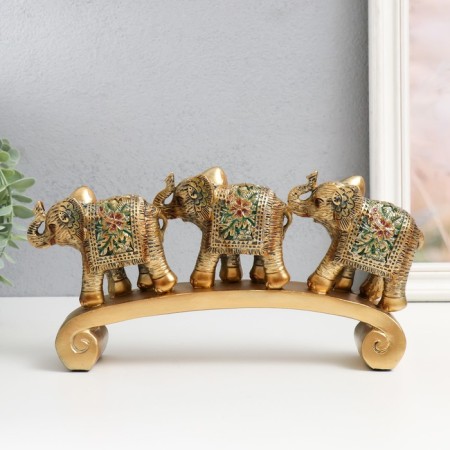 Polystone souvenir "Three elephants on the arc - exotic flowers" 27x5.5x13.5 cm-3