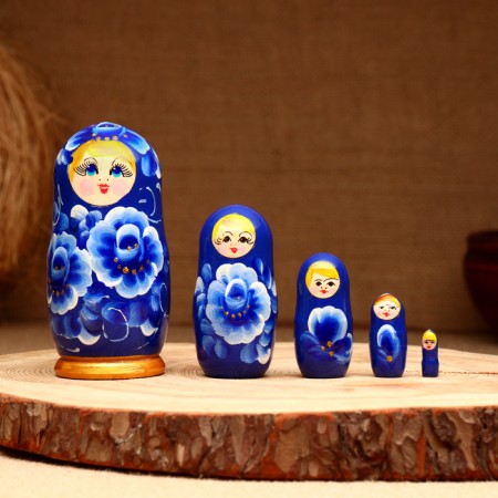 Matryoshka 5-doll "Vlad blue", 10-11 cm