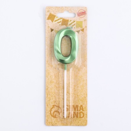 Candle in the cake on the skewer "Fine", the number "0", the emerald, 5 cm-6